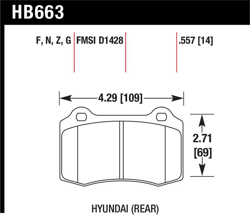 Hyundai Genesis Coupe Brake Pads - Rear - Hawk Performance - HP+ Autocross - 2010
